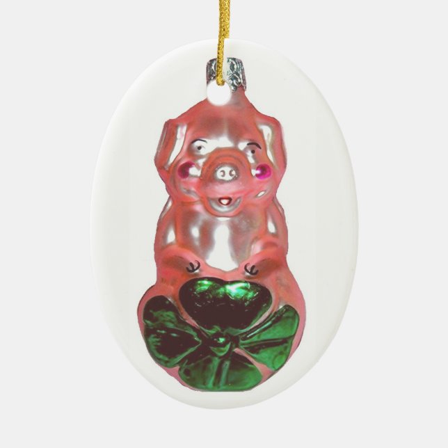 Lucky Pig Ceramic Ornament (Front)