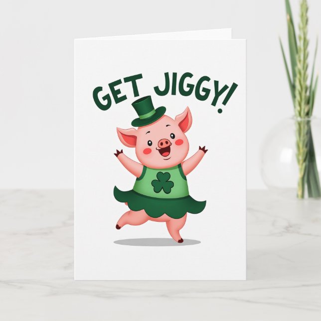 Lucky Pig Get Jiggy Funny Card (Front)