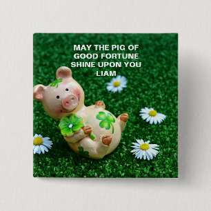 LUCKY PIG SHAMROCK BUTTON