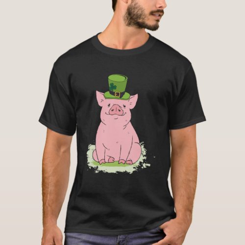 Lucky Pig Wearing Paddy Hat St Patrick s Day T_Shirt