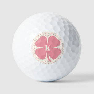 Lucky Pink Clover with Monogram Golf Balls