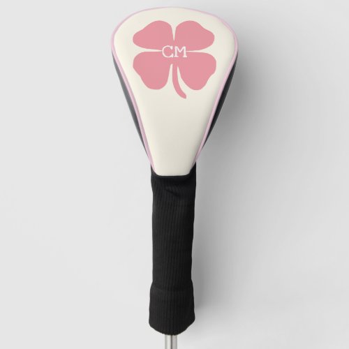 Lucky Pink Clover with Monogram  Golf Head Cover