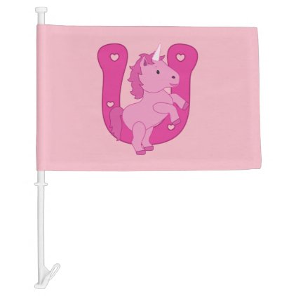Lucky Pink Unicorn Car Flag