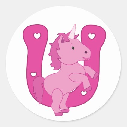 Lucky Pink Unicorn Classic Round Sticker