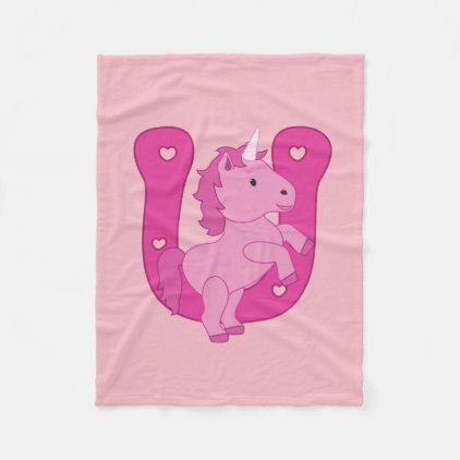 Lucky Pink Unicorn Fleece Blanket