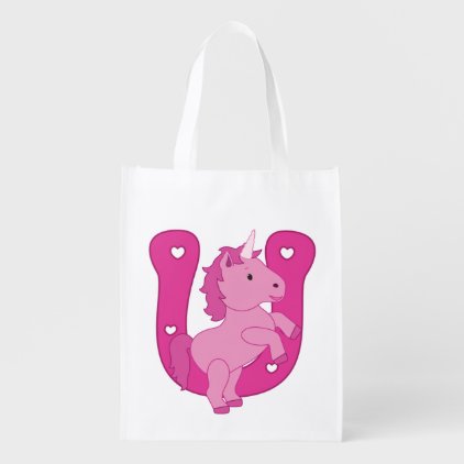Lucky Pink Unicorn Grocery Bag