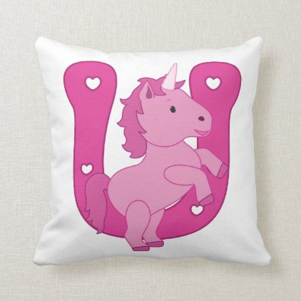 Lucky Pink Unicorn Throw Pillow
