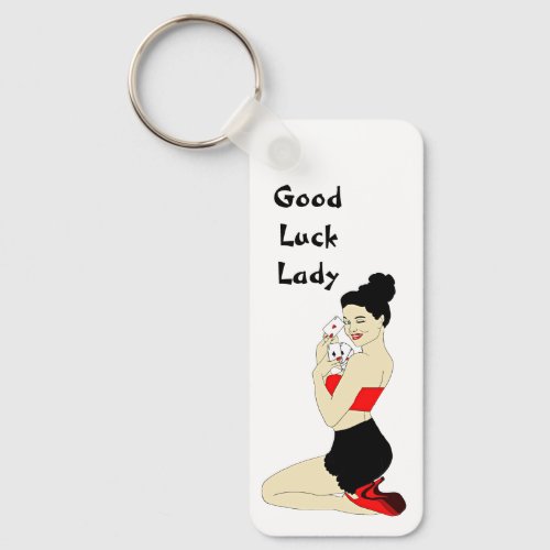 Lucky Pinup Girl Aces Playing cards art   Keychain