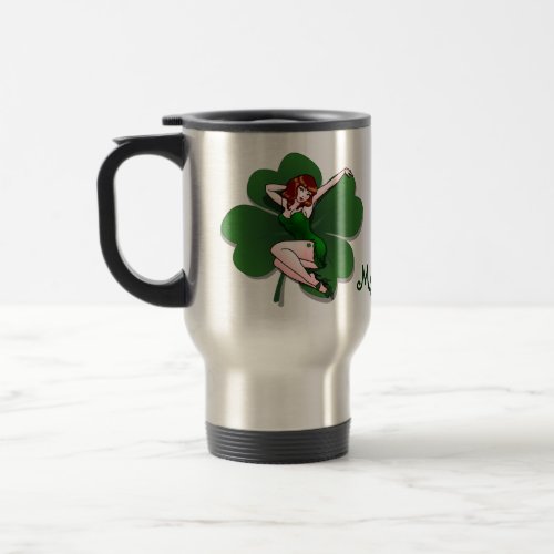 Lucky Pinup Travel Mug St Patricks Day Mug