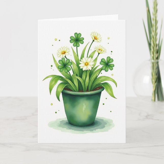 Lucky Plant Watercolor Card (Front)