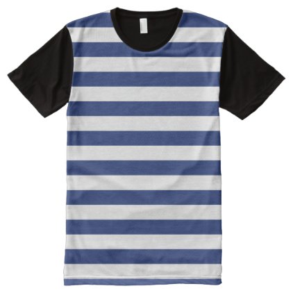 Lucky Point Blue and White Stripes All-Over-Print T-Shirt