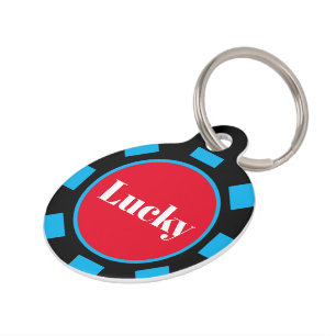 Lucky poker chip marker pet ID tag for dogs & cats