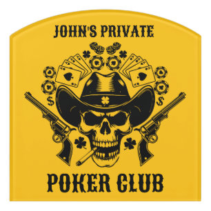 Lucky Poker Skull Door Sign