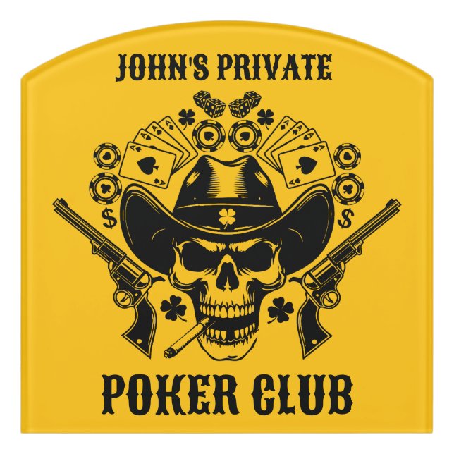Lucky Poker Skull Door Sign (Contour Front)