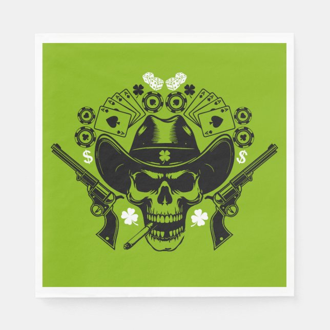 Lucky Poker Skull Napkins (Front)