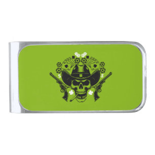 Lucky Poker Skull Silver Finish Money Clip