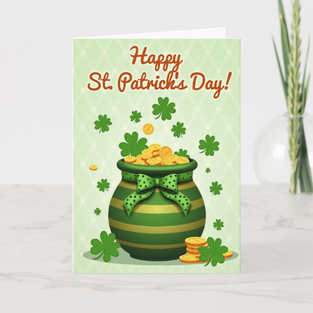 Lucky Pot Of Gold St Patricks Card (Front)
