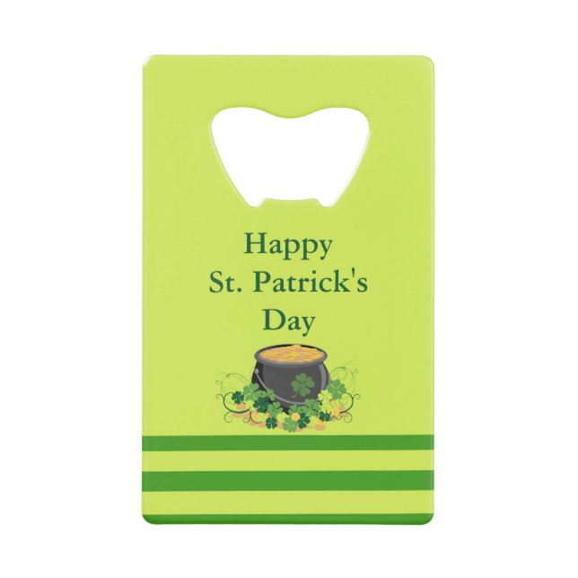Lucky Pot of Gold St. Patrick's Credit Card Bottle Opener (Front)