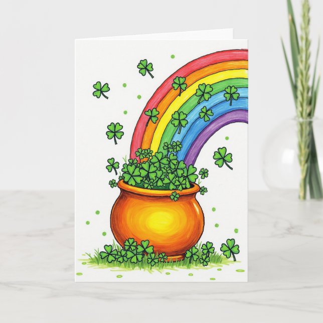 Lucky Pot Rainbow Good Luck Card (Front)