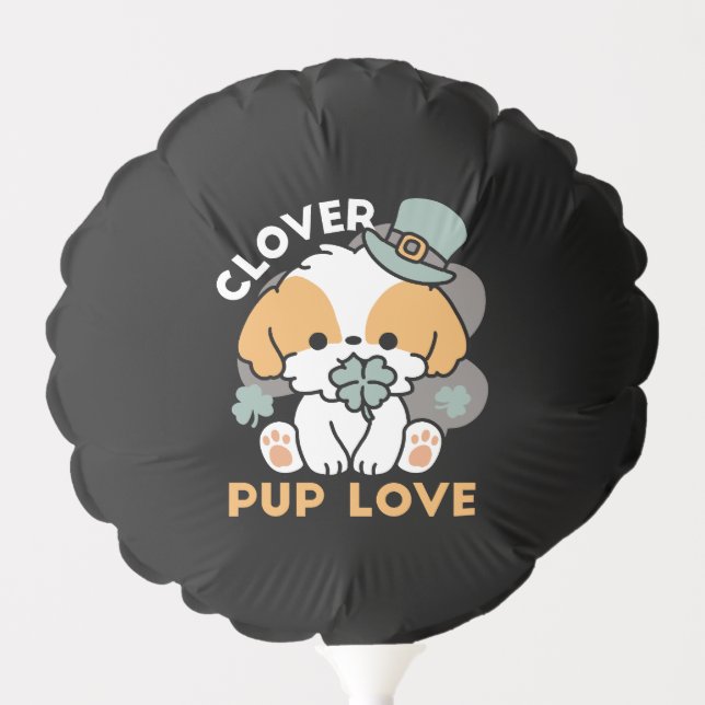 Lucky Pup with Clover – St. Patrick's Day Gift Balloon (Front)