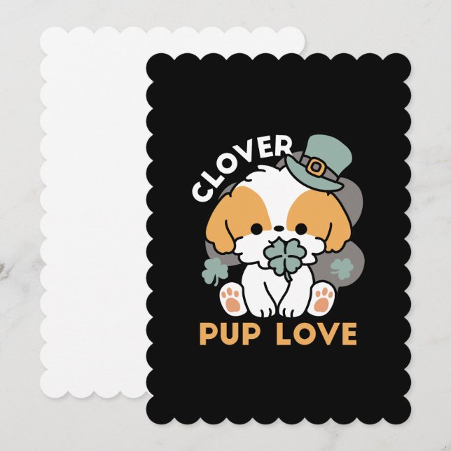 Lucky Pup with Clover – St. Patrick's Day Gift Invitation (Front/Back)
