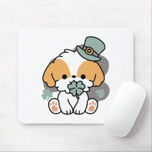 Lucky Pup with Clover – St. Patrick's Day Gift Mouse Pad