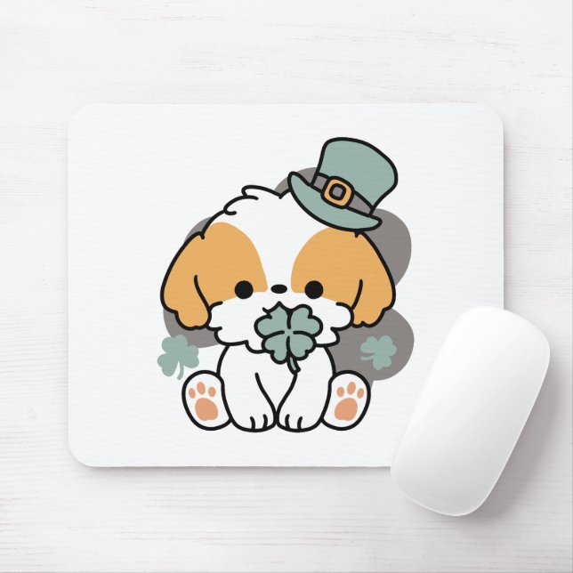 Lucky Pup with Clover – St. Patrick's Day Gift Mouse Pad (With Mouse)