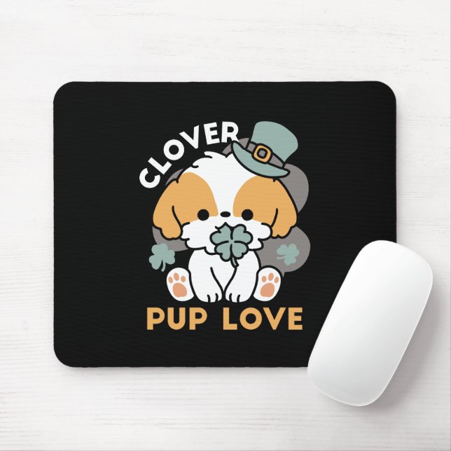 Lucky Pup with Clover – St. Patrick's Day Gift Mouse Pad (With Mouse)