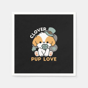 Lucky Pup with Clover – St. Patrick's Day Gift Napkins