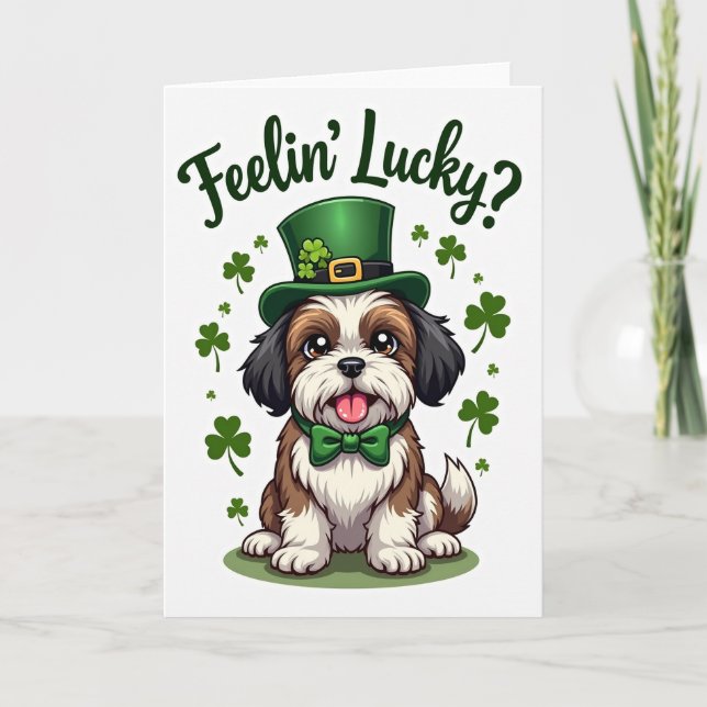 Lucky Puppy Shamrock Pattern Card (Front)