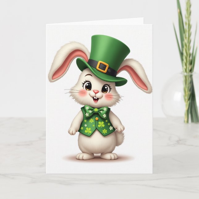 Lucky Rabbit Clover Pattern Card (Front)