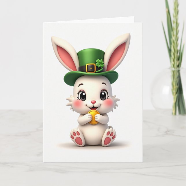 Lucky Rabbit Green Hat Card (Front)