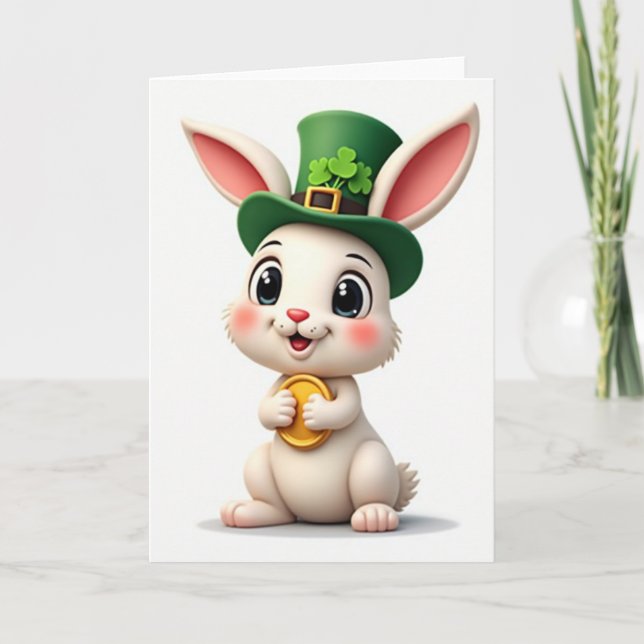 Lucky Rabbit St Patricks Day Card (Front)