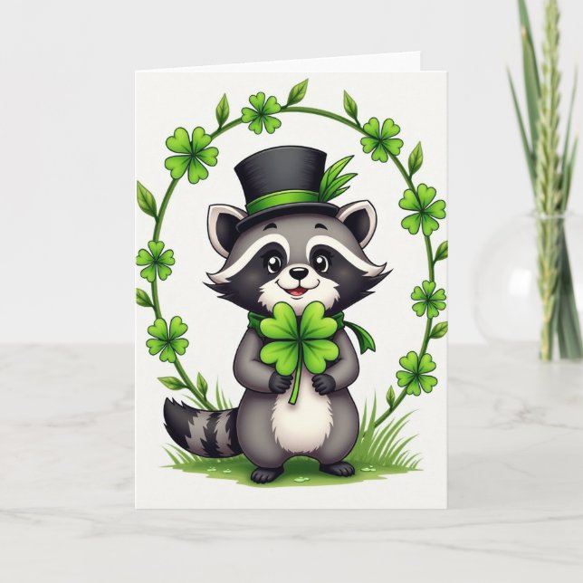 Lucky Raccoon Celebration Card (Front)