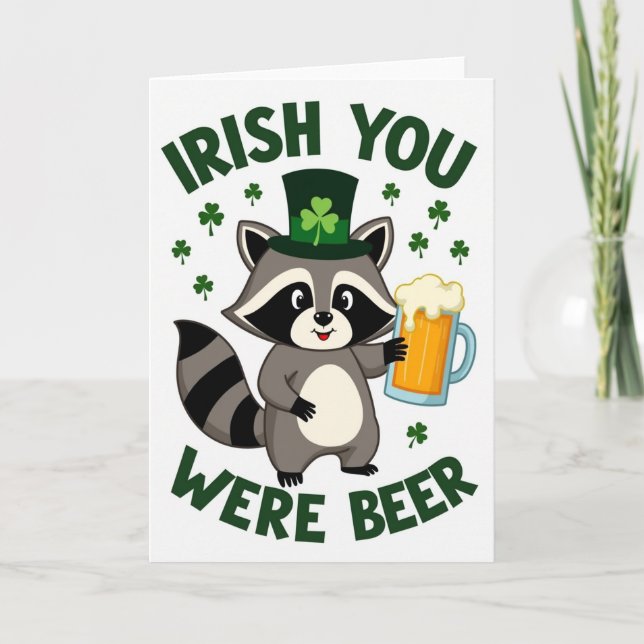 Lucky Raccoon St Patricks Day Card (Front)