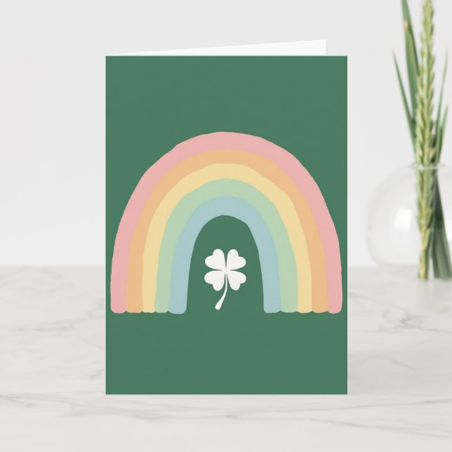Lucky Rainbow Clover Day Card (Front)