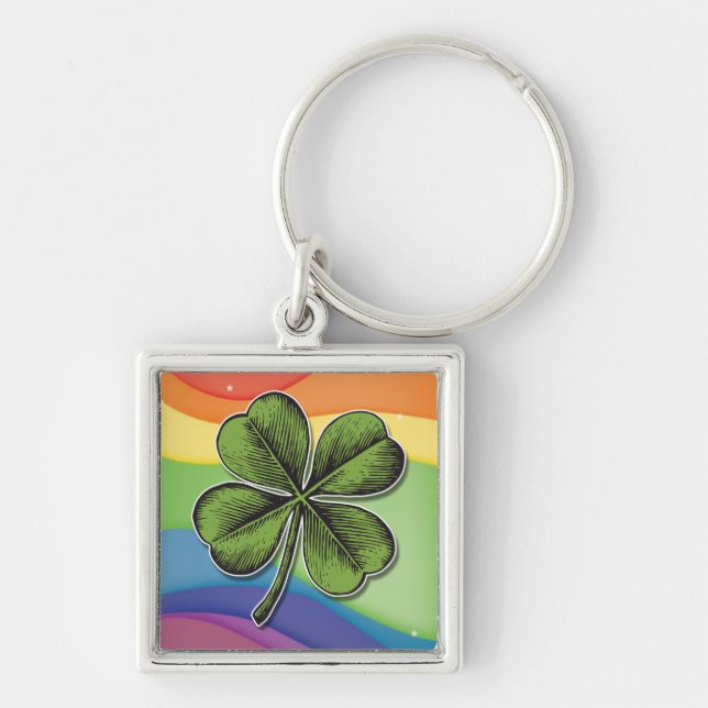 Lucky Rainbow Shamrock Keychain (Front)