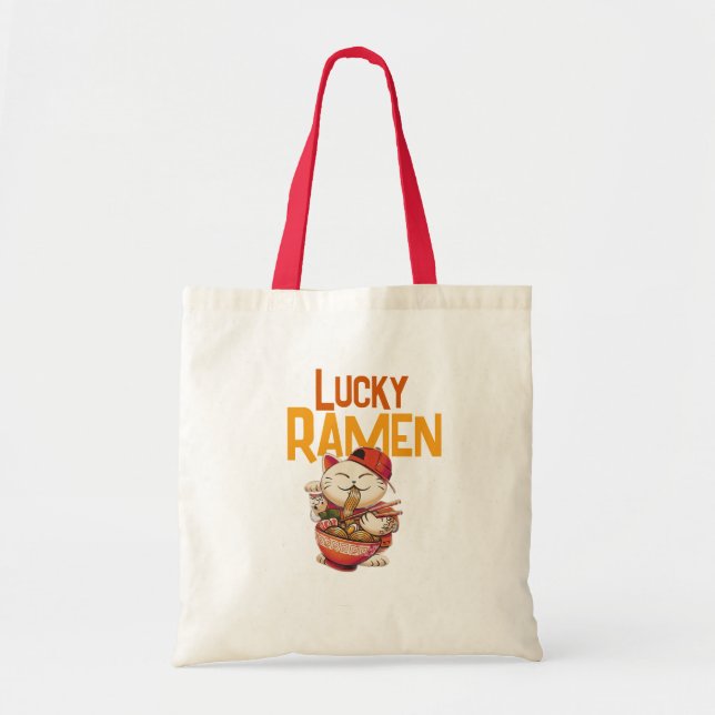 Lucky Ramen Cat Tote Bag (Front)
