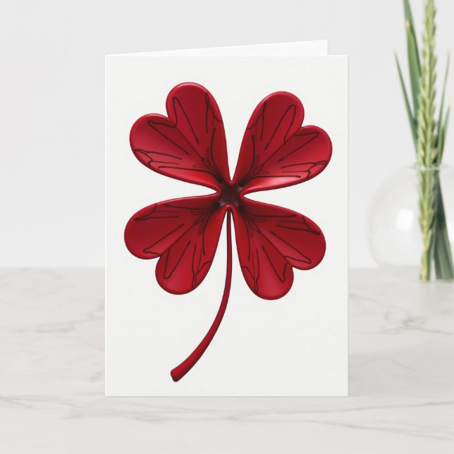 Lucky Red Clover Greeting Card (Front)