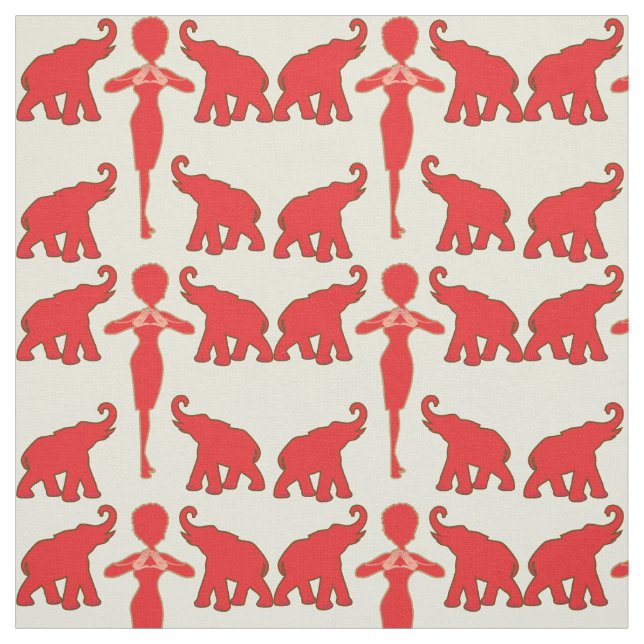 Lucky Red Elephant Fabric (Swatch)