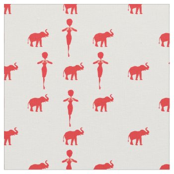 Lucky Red Elephant Fabric by dawnfx at Zazzle