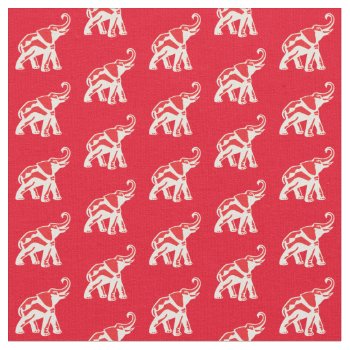 Lucky Red Elephant Fabric by dawnfx at Zazzle