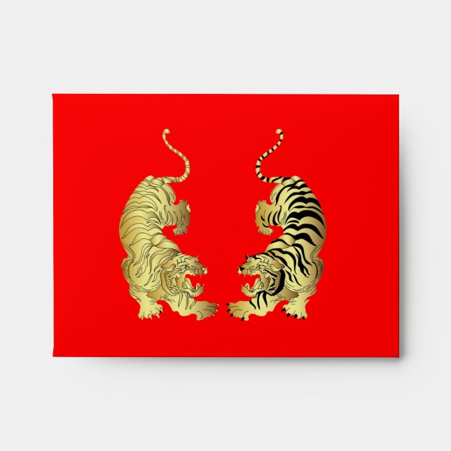 LUCKY Red Envelopes Chinese New Year Gold TIGER (Front)