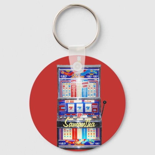 Lucky Red Slot Machine Jackpot Keychain
