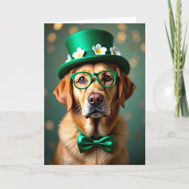 Lucky Retriever St Patricks Day Card (Front)