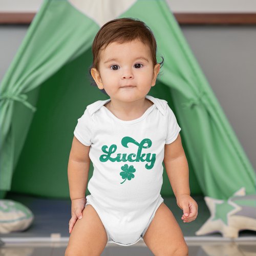 Lucky  Retro St Patricks Day Baby Bodysuit