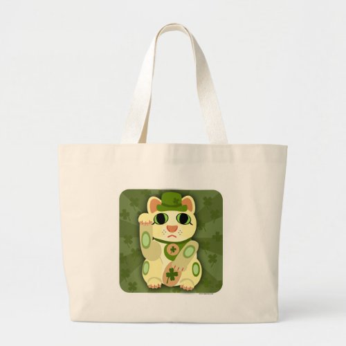 Lucky Saint Patricks Day Cat Large Tote Bag