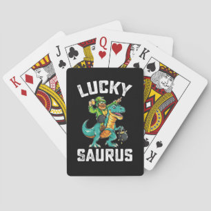 Lucky Saurus Dinosaur T Rex St Patrick's Day Poker Cards