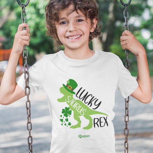 Lucky Saurus Rex Dinosaur St Patricks Day T_Shirt