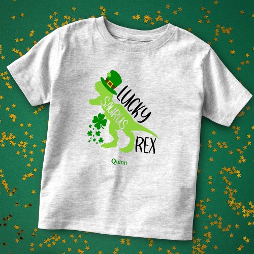 Lucky Saurus Rex Dinosaur St Patricks Day Toddler T_shirt